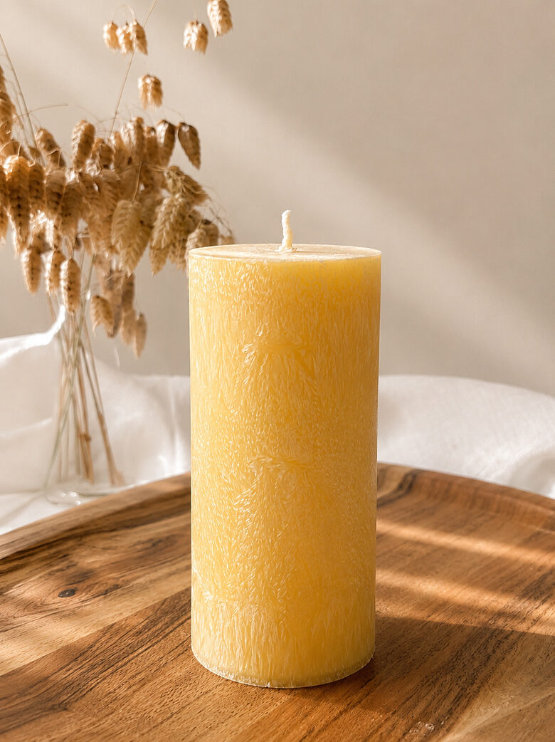 Geltona palmių vaško žvakė/Medus su pienu aromato arba bekvapė